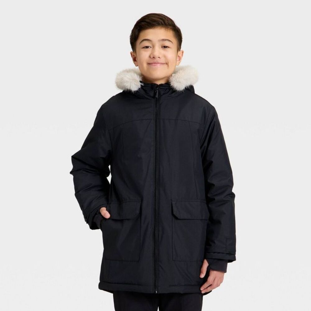 Kids' Hooded Parka Jacket - All In Motion Black L